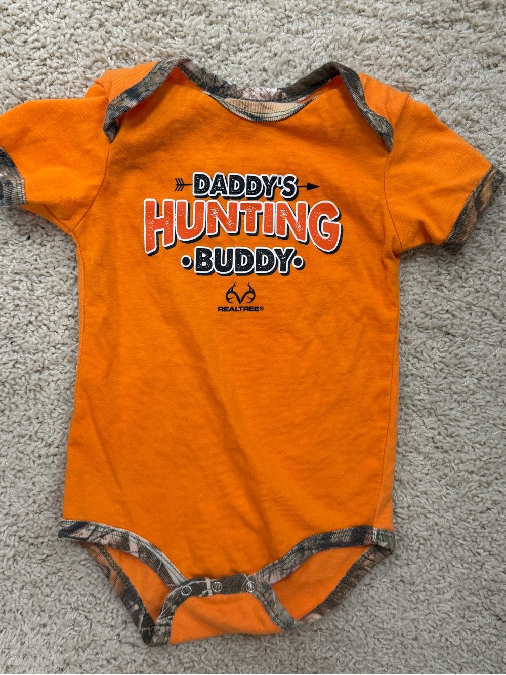 Realtree Orange "Daddy's Hunting Buddy" Camo-Trim Baby One-Piece